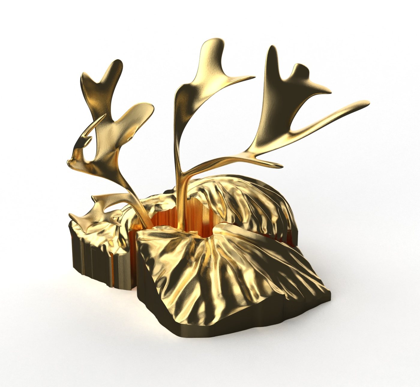 Render objek desain 3D — finishing emas